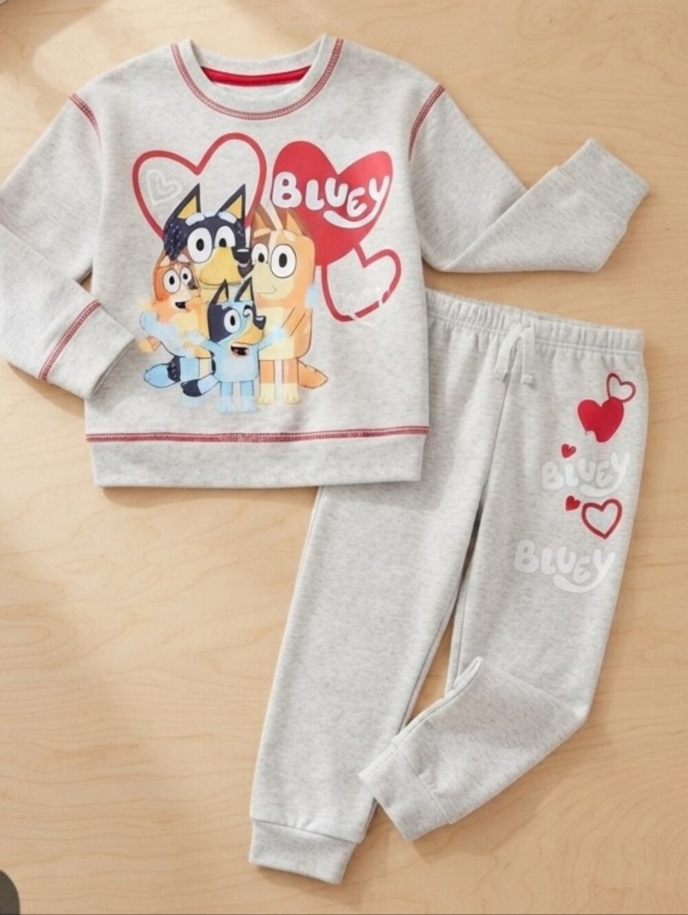 Valentine's Day Bluey graphic sweatshirt and jogger set